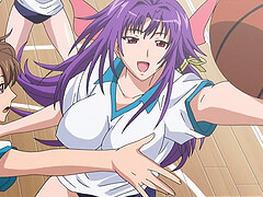 Purple haired cutie makes out with a guy while riding his dick