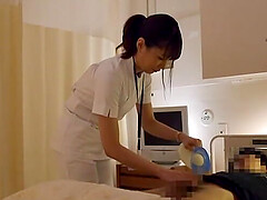 Japanese patient gets his dick pleasured by a kinky nurse. HD