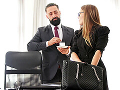 Hot ass secretary Eveline Dellai enjoys while having erotic sex