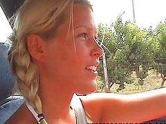 Blonde hottie Sophie Moone goes shopping in some busy town
