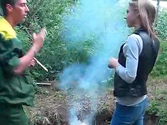 Chick gettting anal sex in the tent