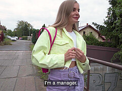 Blonde Fibi Euro enjoys while giving a blowjob in HD POV