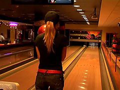 Lovely Wivien and Sophie Moone play bowling