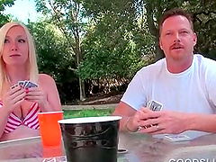 Teen nasty babes losing clothes at poker sex game