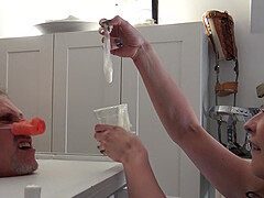 cage jerk off condom drinking