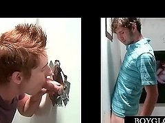 Gloryhole blowjob with gay and straight dudes