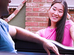 Asian hottie Katana gets naughty with Sergeant Ohara in a steamy POV car fuck fest