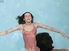 Stunning Babe Valerie Kaprisky Swimming in a See-Through Bathing Suit