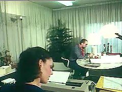 German secretary gets fucked in an office in retro clip