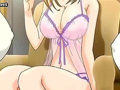 Anime babe rubbing big penis