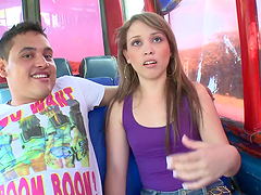 Smoking hot chick Laura fucks some guy in the bus