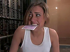 Horny and sexy blond Gwen Diamond is living painful minutes