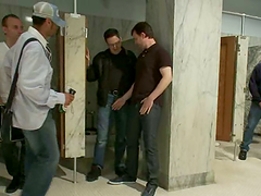 Innocent Ethan Hunter Gets Fucked BY A Bunch Of Gay Dudes In A Bathroom