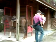 Hot blonde Cristal enjoys some naughty anal banging in a shed