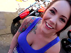 Naughty Ashton Pierce Performs a Tasty Blowjob Outdoors