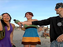 Lewd brown-haired chick agrees to ride a cock for money