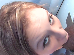 Crissy Cane sucks and rubs a gloryhole black shaft in a toilet