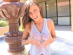 Scrumptious Whitney Shows Her Big Boobs Through Her Wet T-shirt