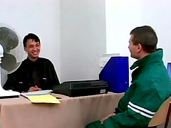 Gay guy gets his asshole banged after sucking dick on his knees