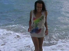 A brunette girl gets fucked from behind in a homemade video