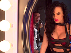 Lingerie-Clad Brunette With Big Tits Enjoying A Hardcore FFM Threesome