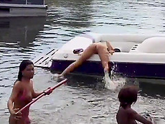 Amazing interracial group sex action along babes getting banged outdoors