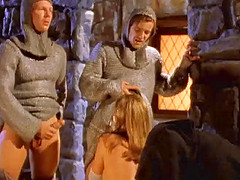 Medieval blonde Wendi gets fucked by two knights in MMF clip