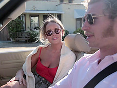 Well-endowed blonde Alexis Adams blows and gets her snatch banged deep