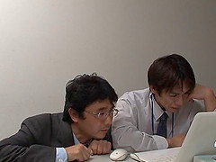 Breathtaking Asian dame getting hammered hardcore doggystyle in the office