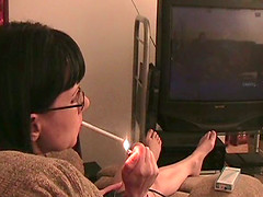 Amazing hot smoking relaxed style of her