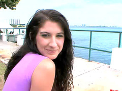 Babe with great tits goes home with him for hot sex