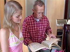 This hot teen babe bangs her horny, older music teacher