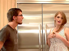 Naughty teen Faye nailed hardcore on the kitchen floor