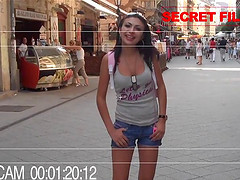 Kinky bimbo in sexy shorts nails a guy she met on the street