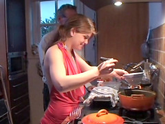 Bend that bitch over the kitchen sink and pound her pussy