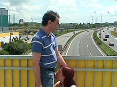 Brilliant blonde does not mind fucking outdoors at the bridge