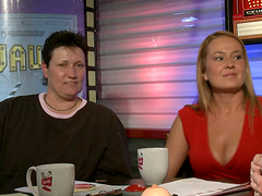 Shortly before the interview Candi-Girl gives her spouse an erotic long kiss