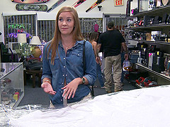 An angry bride fucks a guy she meets at a pawn shop