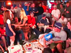 Long haired brunette gets her tight anal jammed at a wild orgy