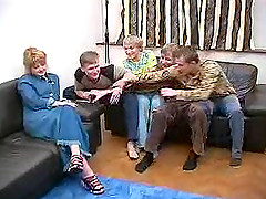 A gangbang ends with her getting splashed with sticky man gravy