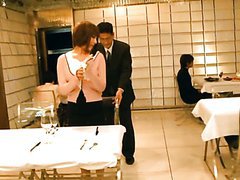 Sexy Asian Babe Tries To Eat while Getting Fucked In Kinky TV Show