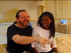 Fuckable ebony bitch always enjoys hardcore sex with white men