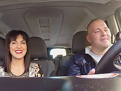Slut sucking dick and fucking in the back of the car