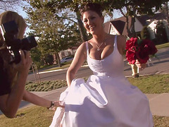 Big tits beauty in a wedding dress fucked by a groomsman