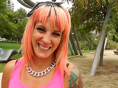 Pierced hottie with tattoos dicked long and hard by her man