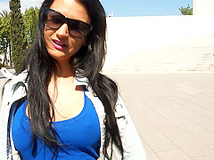 Cutest black-haired senorita gets on the back seat to get shagged hard