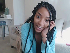 Sweet black babe toys her horny cunt