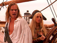 Busty blonde pirate and the horny captain fucking