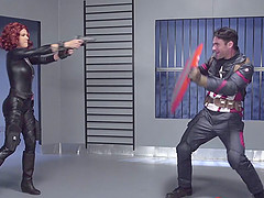 Superhero parody where Black Widow fucks Captain America