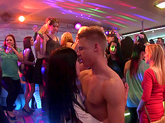 Muscular guys giving the girls what they want in the kinky nightclub
